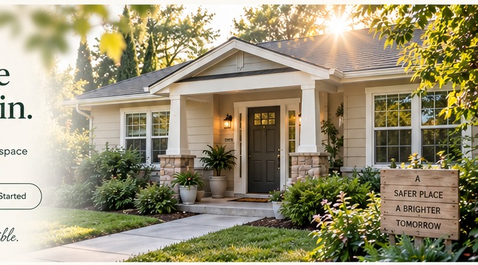 Warm, welcoming residential home in natural morning light
