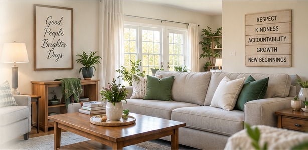 Comfortable living room with natural light
